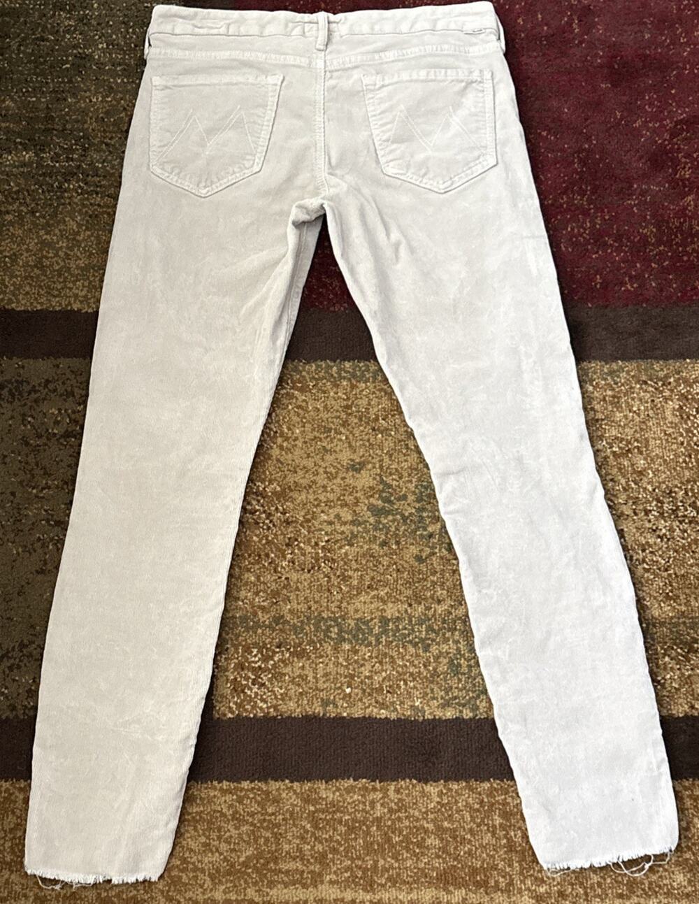 MOTHER Corduroy Skinny Jeans Stretchy Cotton Blend Beige/Winter White Size 29